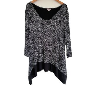 J. Jill Wearever Collection Patterned Stretch Knit Tunic Top Size XL
